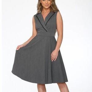 NWT Orchid Bloom swing dress center back YKK zipper & pockets gray dress Sz 14